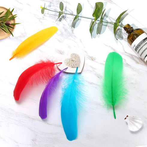 PMYUMAO 300pcs Yellow Feathers for Crafting, 5-7inch Bulk Natural Feathers for Hats, Costume Decorations, DIY Crafts, Wedding Home Party Decoratio...
