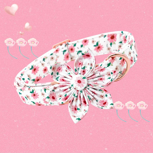 Dog Collar - Pink Dog Collar with Flower for Dogs Flowers Adjustable Dog Collar Girl Pet Gift Dog Collar for Medium Small Large Dogs...