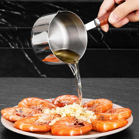 Stainless Steel Sauce pan, Mini Milk Warmer Pot Soup Pan with Wooden Handle Small Saucepan for Butter Warmer Heating Milk Cooking Sauce (80ml)...