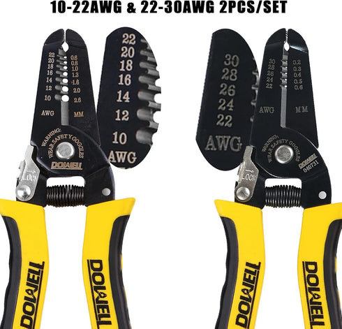 DOWELL 10-22AWG+22-30AWG Wire Stripping Tool Wire Stripper Cutter Pliers Tool Multi-Function Hand Tool for Electrician 2-Piece...