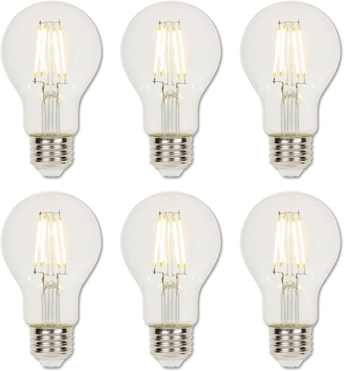 Westinghouse 5257020 4.5 Watt (40 Watt Equivalent) A19 Dimmable Clear Filament LED Light Bulb, Medium Base, 6 Pack...
