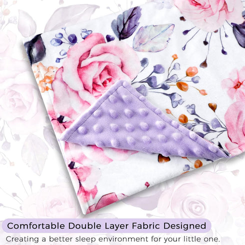 30'' x 40''Baby Blankets, Super Soft Floral Minky Toddler Newborn Blanket for Boys Girls, Dotted Backing, Double Layer, Crib Receiving Blanket for...