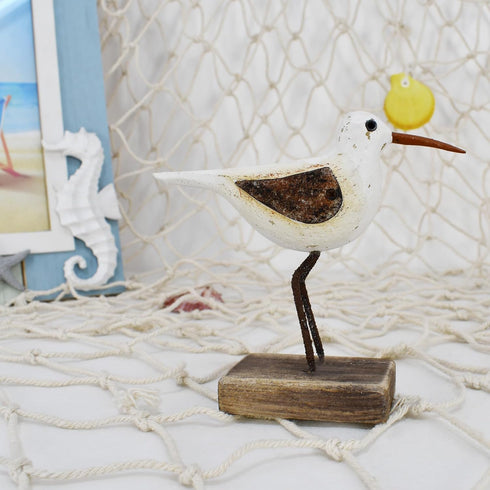 Wooden Sea Birds Decor Wood Seagull Statue Bird Figurines Seabird Statue Standing Seagulls Decorations Coastal Sculpture Nautical Beach Ocean Home...