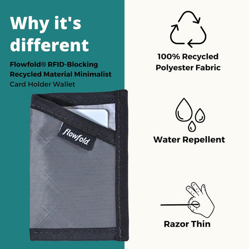 Flowfold RFID-Blocking Wallet Card Holder Wallet Recycled Material Minimalist Wallet - Durable Slim Front Pocket Wallets Made in USA...