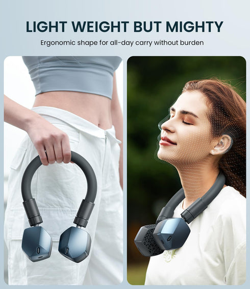 Portable Neck Fan, Bladeless Personal Fan, 360°Cooling Wearable Fan, Fast Cooling, USB Rechargeable Battery Operated, 3 Speeds Ultra Quiet, Birthd...