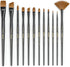 ARTEZA Paint Brushes, Set of 12, Premium Synthetic Brushes with Brass Ferrules & Wooden Handles...