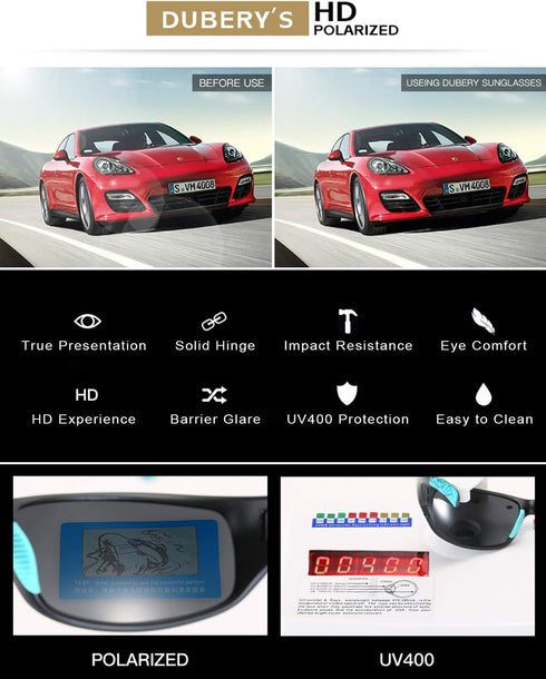 DUBERY Sport Polarized Sunglasses for Men UV Protection Driving Fishing Sun Glasses D620...