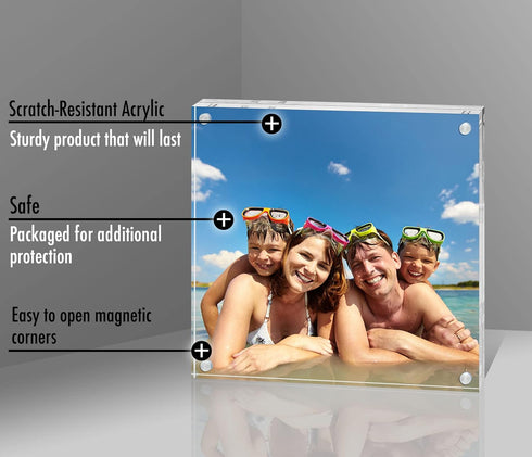 Americanflat 4x4 Acrylic Picture Frame - Double Sided Frames with Magnetic Corners - Transparent Acrylic Frames for Desk or Tabletop Display - 4x4...