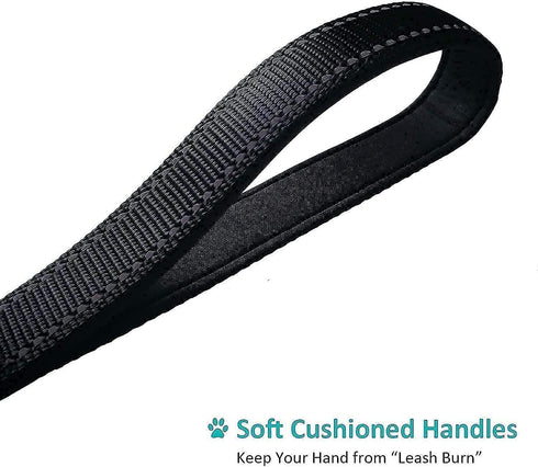 Dog Leash 6ft Long - Traffic Padded Two Handle - Heavy Duty - Double Handles Lead for Training Control - 2 Handle Nylon Leashes for Large Dogs or ...
