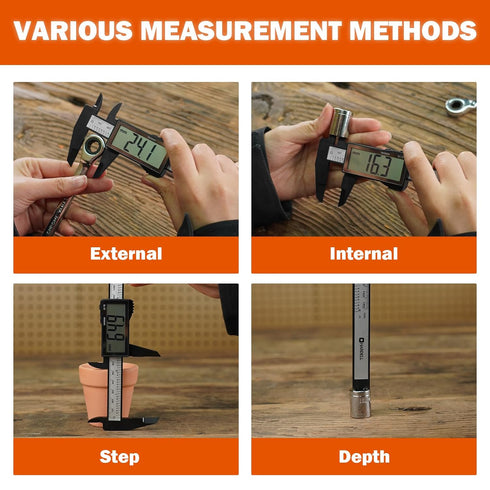 Caliper Measuring Tool 6 Inch,Vernier Caliper Digital Micrometer with Large LCD Screen, Auto-Off,Easy Switch from Inch Metric,Electronic Ruler Pla...