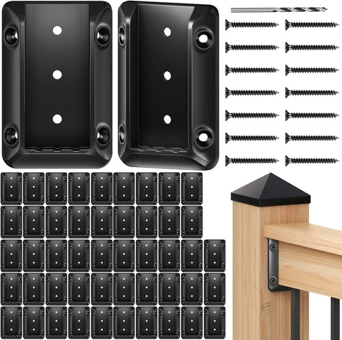 4pcs Deck Railing Bracket Connectors for 2”×4“ (1.5" × 3.5”) Deck Railing Wood Post, Railing Bracket for Wood Stair Fence Railings Handrail with C...