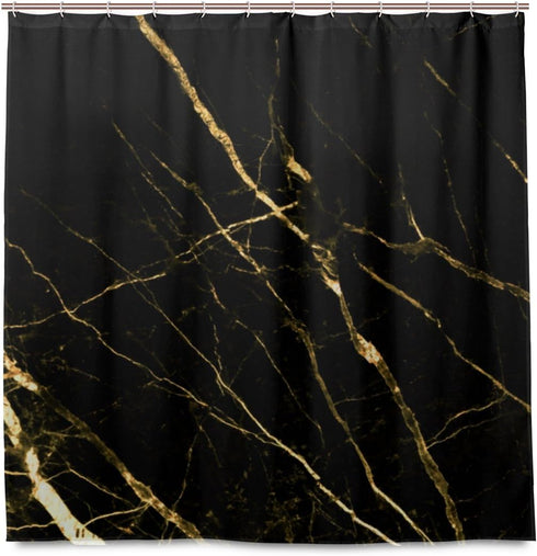 ALAZA Black Gold Marble Shower Curtain Waterproof Polyester Bath Curtian with Hooks 72x72 Inch...