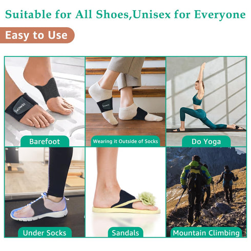 Arch Support Compression Sleeves for Flat Feet, Adjustable Velcro Plantar Fasciitis Braces for Fallen Arches, Unisex Orthotic Arch Support Wrap fo...