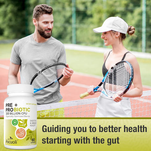 Ascuoli Probiotics for Women & Men - 300 Billion CFU, 22 Strains Probiotics + 15 Organic Herbs Blend, Daily Probiotics for Digestive Health, Immun...