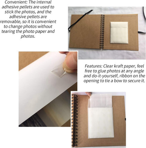 DIY Scrapbook Photo Album Kraft Paper Cover with Adhesive Pellets for Anniversary Wedding Travelling (No lettering on the cover)...