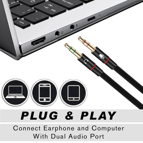 SaiTech IT 3.5 mm Exclusives Headphone Splitter for Computer 3.5mm to 2 Dual Mic Audio Y Splitter Cable Smartphone Headset to PC Adapter, Tablet (...