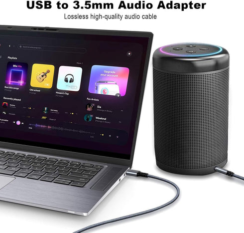 USB to 3.5mm Audio Aux Cable, 6.6FT/2M HiFi USB Male to 3.5mm Male Jack AUX Stereo Cord for PC, Laptop, Speaker, Headphones, Not Applicable to Cha...