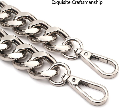 25 Inch Trendy Chunky Metal Chain Purse Handles Shoulder Strap Replacement for Handbag (Silver)...