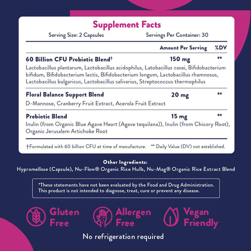 Probiotics for Women | Easy to Swallow Tiny Capsule | with Prebiotics, 60 Billion CFUs Vaginal Probiotics with Cranberry & D-Mannose for Urinary T...