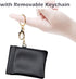 Leather Squeeze Coin Purse with Keychain Small Change Holder Slim Wallet Pouch Card Holder For Women & Men (Black)...