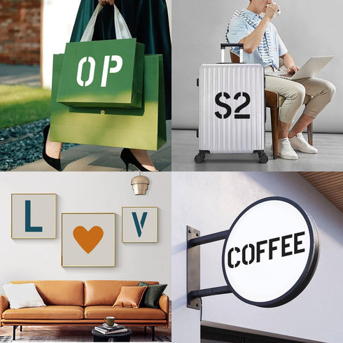 Letter Stencils Symbol Numbers Craft Stencils, 45 Pieces Reusable Alphabet Templates Kit, 1 2 3 4 Inch Letter Stencil for Painting on Wood, Canvas...