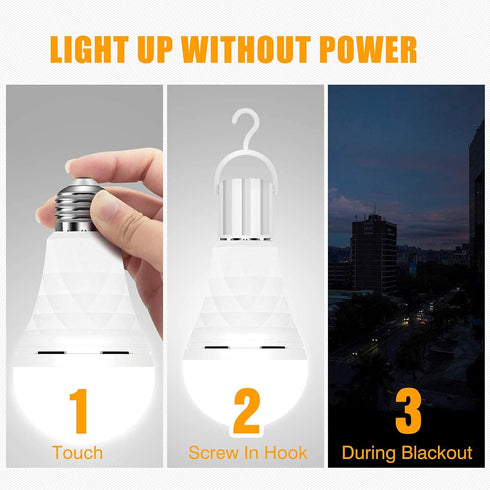 A19 Rechargeable Light Bulbs, Emergency Light Bulbs for Power Failure, LED Bulb 80 Watt Equivalent,12W 5000K Daylight 1200mAh Battery Backup Light...