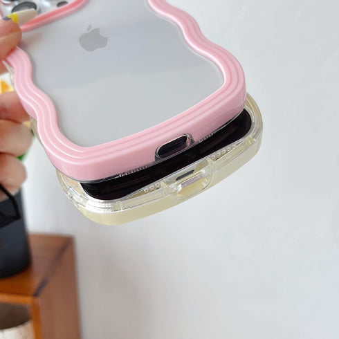 Caseative for iPhone 15 Pro Case, Cute Curly Wave Frame Shape Shockproof Soft Compatible with iPhone Case (Pink,iPhone 15 Pro)...