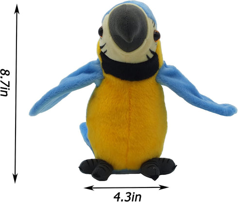 Talking Parrot Repeats What You Say Talking Bird Plush Animal Toy Electronic Plush Parrot for Boy and Girl Gift,4.3 x 8.7 inches(Blue)...