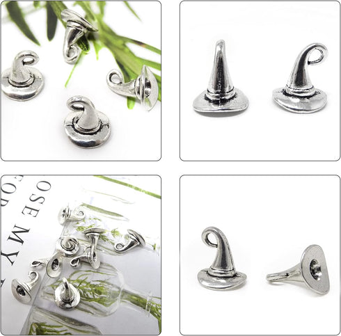 Honbay 30PCS Alloy Witch Hat Charms Wizard Hat Charms Pendant Christmas Hat Pendant for Earrings Bracelets Necklace DIY Jewelry Making...