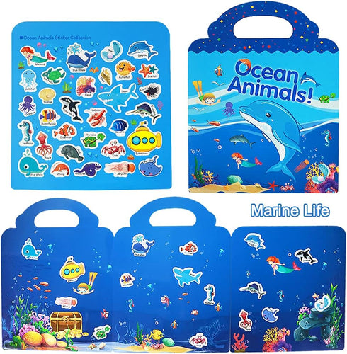 Reusable Sticker Books for Kids, 2 Sets Travel Removable Toddler Sticker Books for 3 4 5 Year Old Girls Boys Birthday Gifts Educational Learning T...