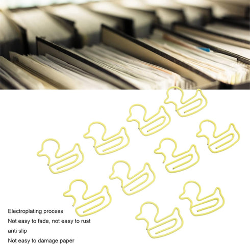 100 PCS Yellow Duck Shaped Paper Clips Metal Cute Fashion Paper Clips for Students Kids Teachers...