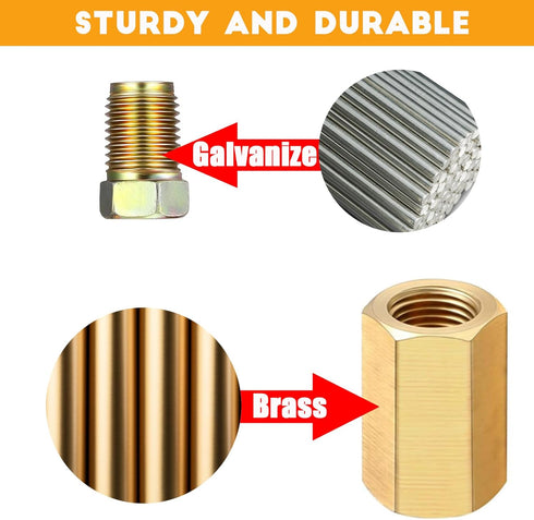 3/8 Inch-24 Threads Brake Line Fittings Assortment for 3/16 Inch Tube set of 2(8 Unions, 16 Nuts)...