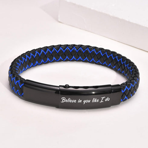 VNOX Men's Inspirational Mantra Engarved Handmade Braided Leather Adjustable Cuff Bangle Bracelet Encouragement Motivational Gift for Men...