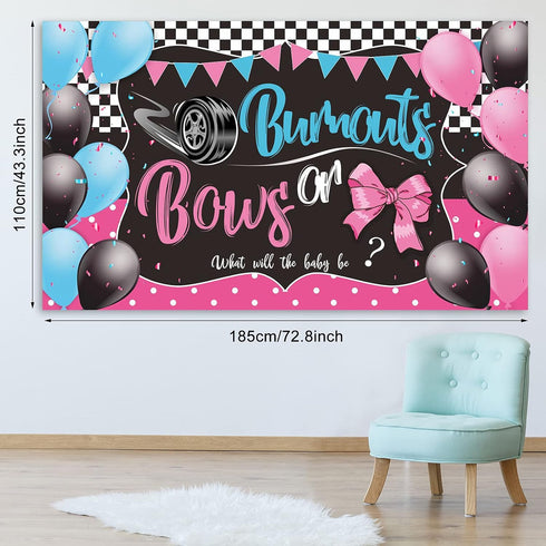 Burnouts or Bows Gender Reveal Decoration Bows or Burnouts Backdrop Gender Reveal Party Supplies Boy or Girl Blue or Pink Baby Shower Banner Photo...