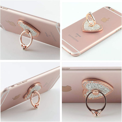 Cell Phone Ring Holder,360° Rotation Diamond Metal Finger Ring Grip for iPhone iPod iPad Samsung Galaxy and Other Smartphones (Rosegold)...