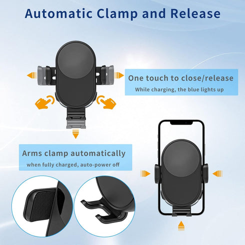 SUPERNIGHT Wireless Car Charger, 15W Qi Fast Charging Auto Clamping Phone Holder Mount on Air Vent & Dashboard for iPhone Samsung Huawei Oneplus, ...