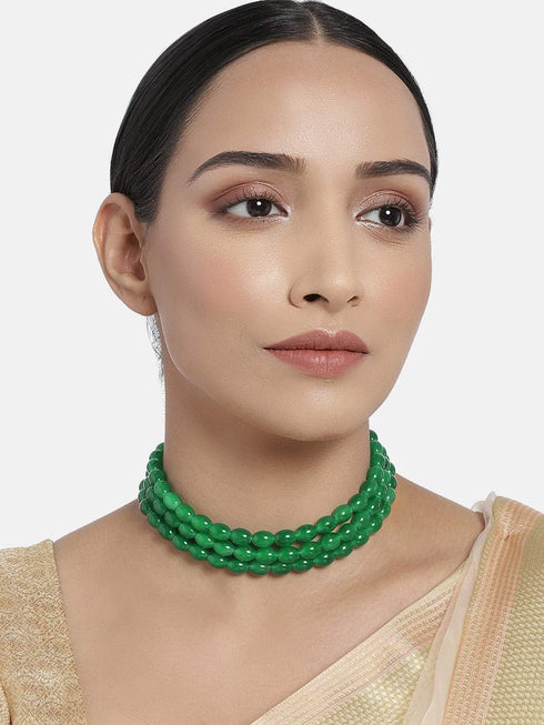 I Jewels Handcrafted 3 Layer Light Weighted Beaded Choker For Women (ML251)...