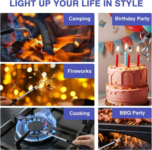 2 PCS Candle Lighter, Electric Lighter Arc Windproof Flameless with 360° Flexible Neck & LED Power Display,USB Rechargeable Lighter for BBQ, Grill...
