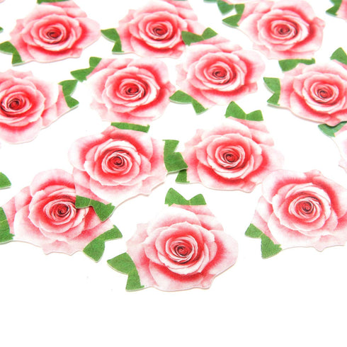 Not 3D 24Pcs Edible Cupcake Topper Pink Rose By Rice Paper Cake Decoration Party Decoration...