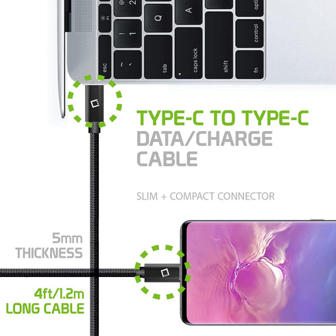 Type C to Type C Data Charging Cable, 4ft (1.2m) long Reversible USB Type-C Charge & Data Sync Cable for Samsung Galaxy S8/S8 Plus, Nintendo Switc...