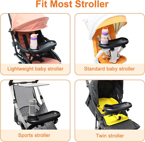 3 in 1 Stroller Snack Tray Stroller Cup Holder with Phone Holder,Stroller Tray Attachment with Cups Holder for Baby Toddler,Stroller Accessories,U...