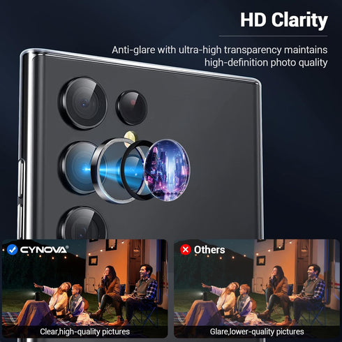 CYNOVA S24 Ultra Camera Lens Protector for Samsung Galaxy S24 Ultra Accessories, Scratch Resistant HD Clarity Ultra-Thin 9H Tempered Glass S24 Ult...