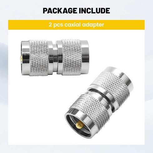Anina UHF PL259 Male to Male Coax Connector, 2 Pcs Low Loss RF PL-259 Male Adapter for CB Ham Radio Antenna, Coaxial Cable, SWR Meter, LMR, LAN, C...