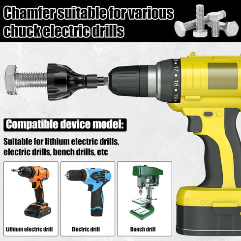 2Pcs Deburring External Chamfer Tool, Safe Screw Deburring Chamfering Drill Bit, Tungsten Steel Hex Shank Remove Burr Tool, Metal Thread Burr Remo...