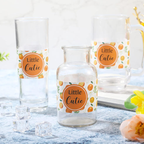 48 Pieces Baby Shower Water Bottle Labels Oranges little cutie baby shower decorations Bottle Stickers Waterproof Oranges Wrappers for Unisex Favo...
