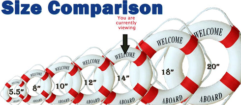 MorroMorn Lifebuoy Wall Hanging Decor - Welcome Aboard Mediterranean Style Home Decoration (Red, 14")...