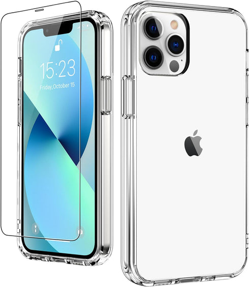 LUHOURI for iPhone 12 Pro Max Clear Case with Screen Protector,Transparent Crystal Acrylic TPU Acrylic Cover,Slim Fit Shockproof Protective Phone ...