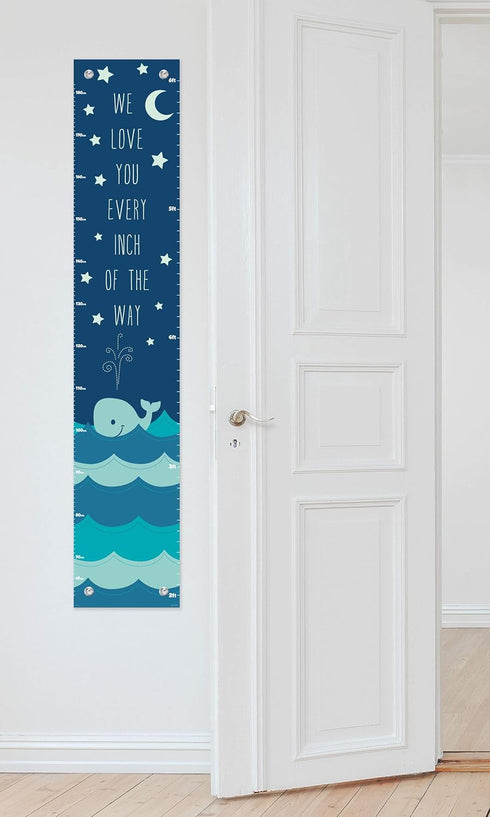 Nautical Chart for Kids Love You Every Inch of The Way Aquatic Room Decor Whale Height Growth Chart...