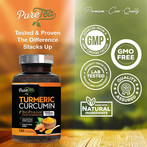 Turmeric Curcumin with BioPerine 1950mg, 95% Standardized Curcuminoids - Black Pepper for Max Absorption, Herbal Joint Support, Nature's Tumeric E...