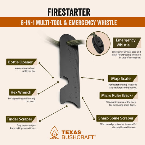 Fire Starter - 3/8" Thick Ferro Rod with Striker and Paracord Wrist Lanyard – Waterproof Flint Fire Steel Survival Lighter for Your Camping, Hikin...